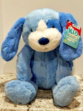 Kid Connection Blue Dog Plush 12 Inch Stuffed Animal Soft Toy Spotted Eye NEW